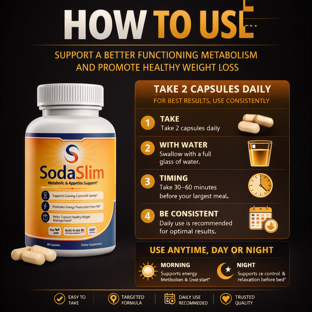 How to use SodaSlim — take one capsule daily with water before your largest meal